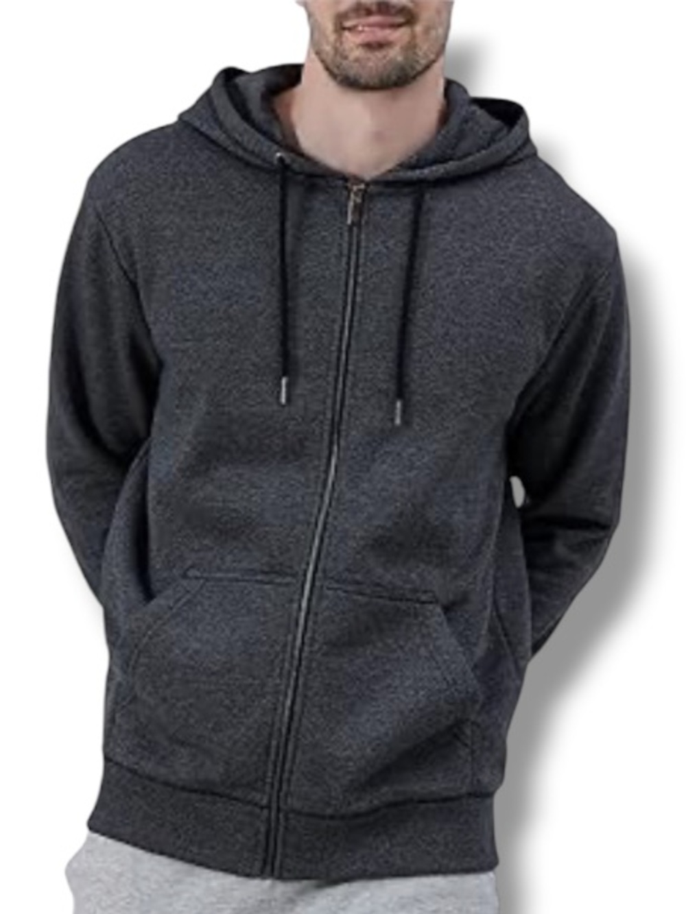Blue Ice Premium Clothing Men’s Dark Grey Hoodie Fleece String Zip Up Sweater